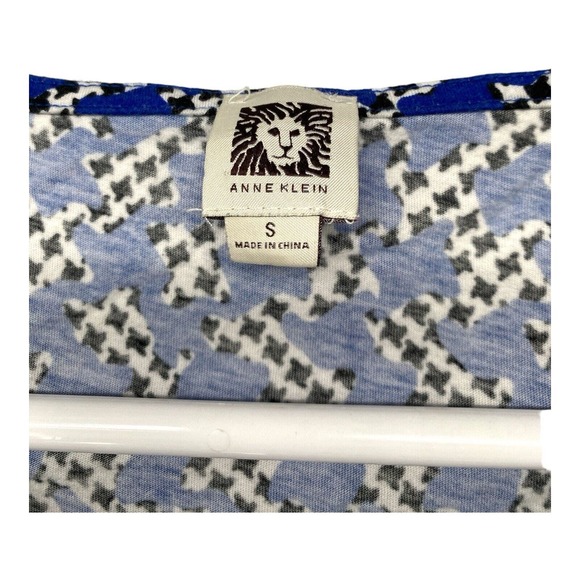 ANN KLEIN Top S‎ Tunic Geometric 3/4 Sleeve Blue Small - Picture 6 of 8